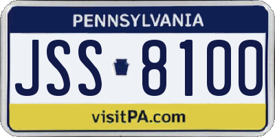 PA license plate JSS8100