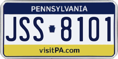 PA license plate JSS8101