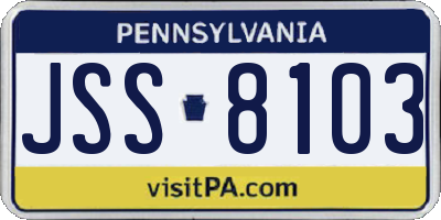 PA license plate JSS8103