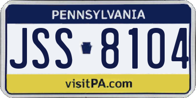 PA license plate JSS8104