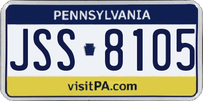 PA license plate JSS8105