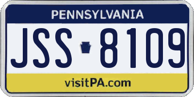 PA license plate JSS8109
