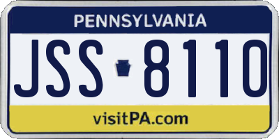 PA license plate JSS8110