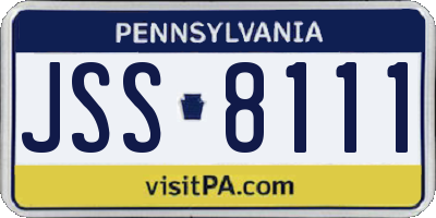 PA license plate JSS8111