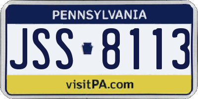 PA license plate JSS8113