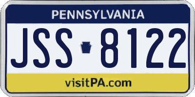 PA license plate JSS8122