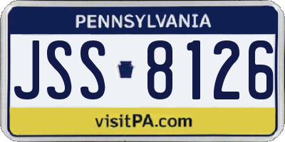 PA license plate JSS8126