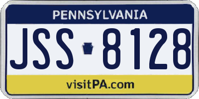 PA license plate JSS8128