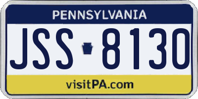 PA license plate JSS8130