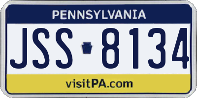 PA license plate JSS8134