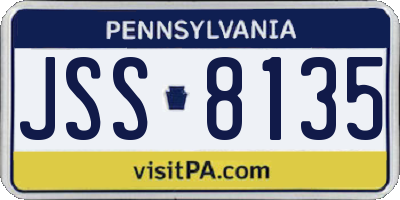 PA license plate JSS8135