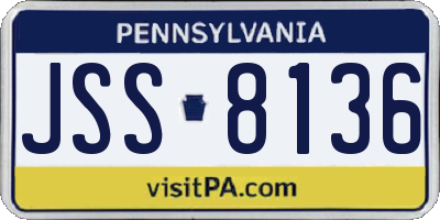 PA license plate JSS8136