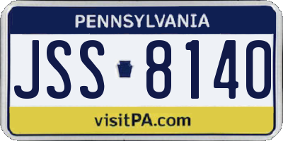 PA license plate JSS8140