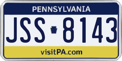 PA license plate JSS8143