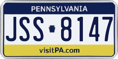 PA license plate JSS8147