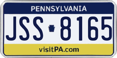 PA license plate JSS8165