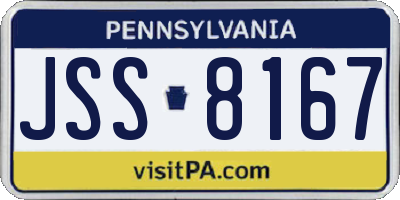 PA license plate JSS8167
