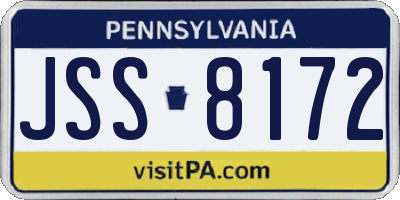 PA license plate JSS8172