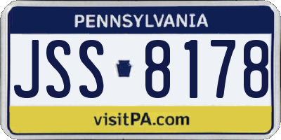 PA license plate JSS8178