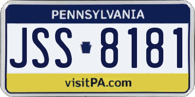 PA license plate JSS8181