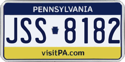 PA license plate JSS8182