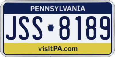 PA license plate JSS8189