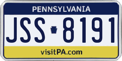 PA license plate JSS8191