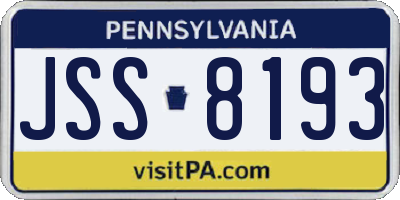 PA license plate JSS8193