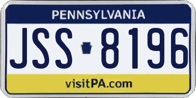 PA license plate JSS8196