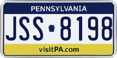 PA license plate JSS8198