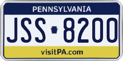 PA license plate JSS8200