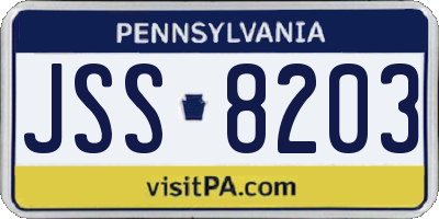 PA license plate JSS8203