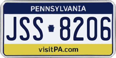 PA license plate JSS8206
