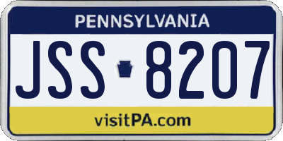 PA license plate JSS8207