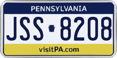 PA license plate JSS8208