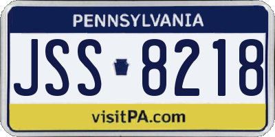 PA license plate JSS8218
