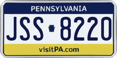PA license plate JSS8220