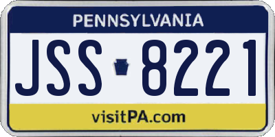 PA license plate JSS8221