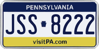 PA license plate JSS8222
