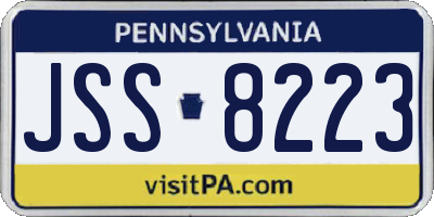 PA license plate JSS8223