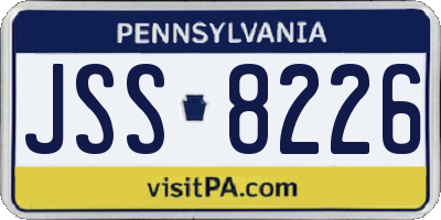 PA license plate JSS8226
