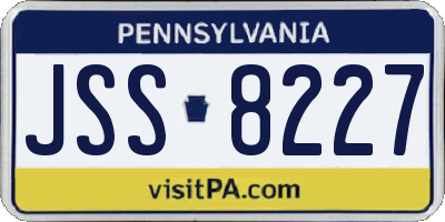 PA license plate JSS8227