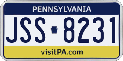 PA license plate JSS8231