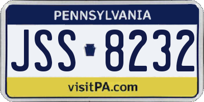PA license plate JSS8232
