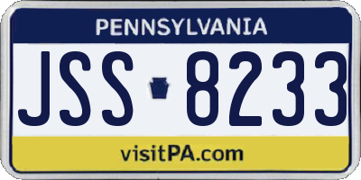 PA license plate JSS8233
