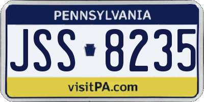 PA license plate JSS8235