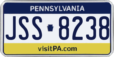 PA license plate JSS8238