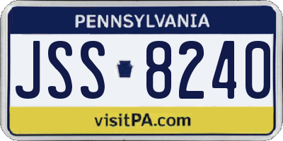 PA license plate JSS8240