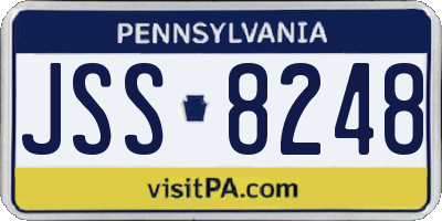 PA license plate JSS8248