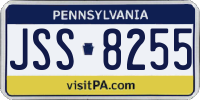 PA license plate JSS8255